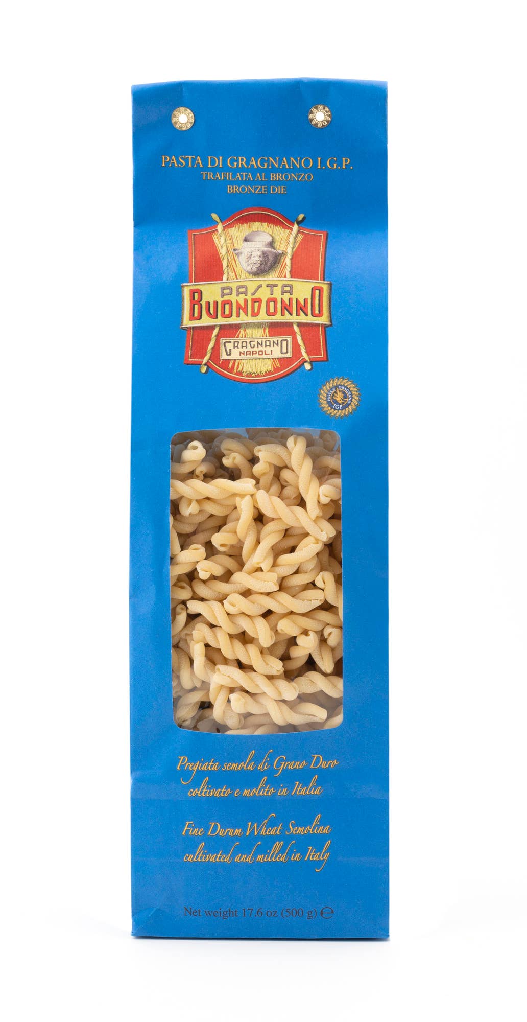 Pasta Fusilli Corti de Sémola de Trigo Duro IGP Gragnano 100 % hecha en Italia