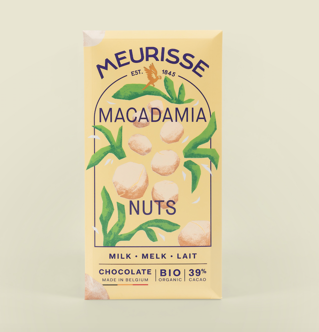 Meurisse. Chocolate con leche orgánico y nueces de macadamia