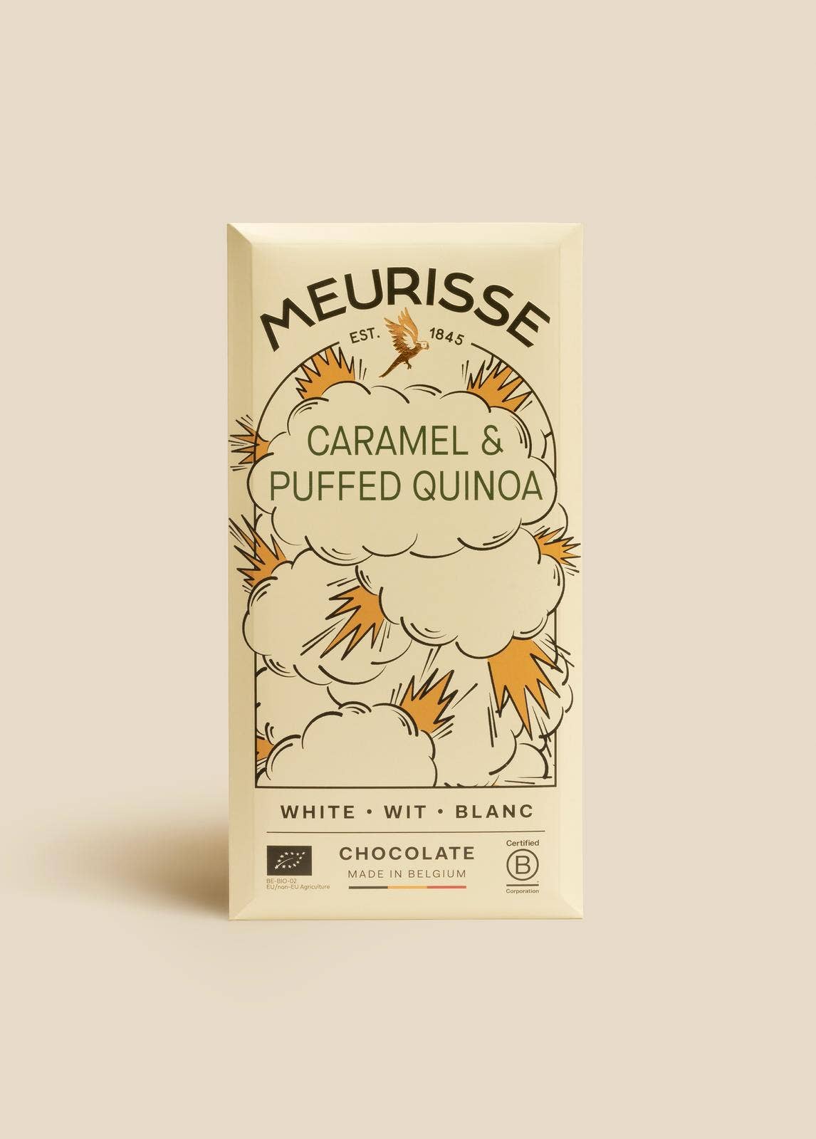 Meurisse. Chocolate blanco con quinoa inflada y caramelo